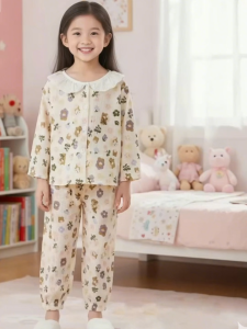 [MOD KIDS] เด็กหญิงชุดเด็กแขนยาวกางเกงขายาวชุดโฮมสูทสบายผ้าฝ้าย 100% สำหรับเด็กอายุ 3-12 ปี