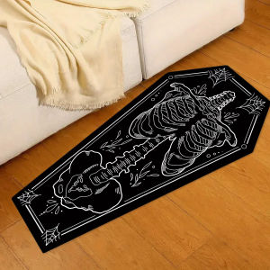 Thảm Hình Quan Tài Ma Cà Rồng Gothic Skull Mềm Mại Chống Trơn Trượt Thảm Kinh Dị Trang Trí Phòng Khách Phòng Ngủ Tiệc Halloween Chống Thấm Nước Không Phai Màu Chất Liệu Polyester