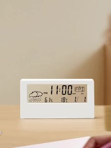 Transparent alarm clock for students 2025 new smart electronic clock wake-up tool with temperature and weather