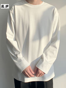 เสื้อยืดแขนยาวผู้ชาย ทรงหลวม ผลิตจากผ้าฝ้ายแท้ สีพื้น ทรงลำลอง สำหรับฤดูใบไม้ร่วง 2023 ใหม่ แบรนด์ Rampo