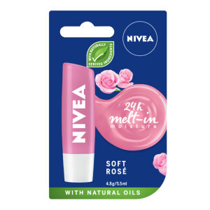 NIVEA Lip Soft Rose Caring Lip Balm 4.8g (Pelembap Bibir)
