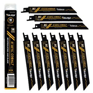 TOLESA 10PC Lưỡi Cưa Cắt Kim Loại Nặng 6in/9in 14TPI Lưỡi Kiếm Bằng Gang Đúc Kim Loại Kép Cho Ống Kim Loại Cốt Thép Tại Nhà DIY