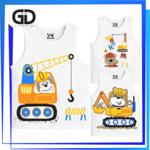 GDapparelco Construction Cars Sando for kids for boys 1-12 y/o pambahay Muscle Tank Top