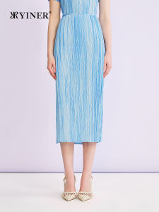 YINER | Summer Elegant Artistic Fold Satin Straight Skirt