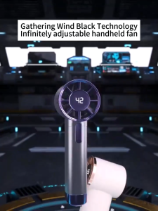 DS1013 Handheld Rechargeable USB Fan with 100 Speed Wind Adjustment and Power LED Light Digital Display