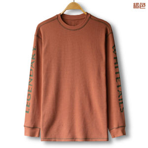 เสื้อยืดคอกลมแขนยาวผ้าฝ้ายแท้ขนาดใหญ่สำหรับผู้ชาย ทรงหลวม ทรงหลวม สไตล์ฤดูใบไม้ร่วง เสื้อชั้นใน TX100