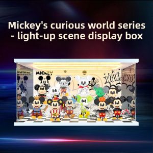 Mickey Curious Boundless Series Acrylic Clear Display Case with Ring Light Figure Storage Box High Definition Scene Showcase