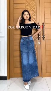 Rok Jeans Cargo Big Size 27-42: Rok Jeans Berkualitas Tinggi untuk Wanita