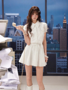 Unifree | White Puff Sleeve A-line Waist-defining Dress