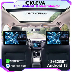 EKLEVA แท็บเล็ตจอภาพบนพนักศรีษะสำหรับรถยนต์10.1 "HD 1280*800แอนดรอยด์13" สำหรับเบาะหลังมัลติมีเดีย Apple คาร์เพลย์ไฟแบบล้อมรอบ BT เอสดีเอชทีเอ็มไออินพุต
