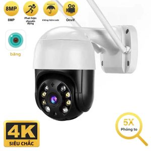 Camera IP Wifi 4K 8MP PTZ Không Dây Ngoài Trời Zoom Kỹ Thuật Số 4X AI Con Người Phát Hiện H.265 P2P Âm Thanh 1080P Camera Quan Sát An Ninh Camera Dome