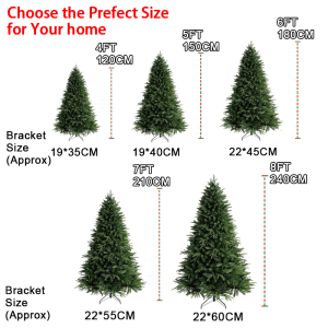 Christmas tree 4FT/5FT/6FT/7FT/8FT PE&PVC Pointed Tree Xmas Decor Artificial Green Xmas Tree