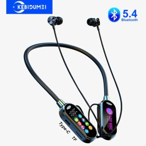 Kebidumei | Color Screen Bluetooth 5.4 Earphones Neckband Headphones Wireless Headsets Noise Reduction Earbuds for Live Earphone Monitor