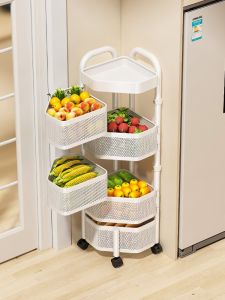 Kitchen Vegetable Storage Rack Stand Multi-Layer Triangle Rotating Basket Corner Multi-Functional Vegetable Storage Organizer