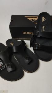 Sandal Casual Tali Pria Sandal Strap Quiks1lver Hitam Jepit Tali 2 Kulit Sintetis Harian Ootd Fashion Liburan Birken Anti Slip