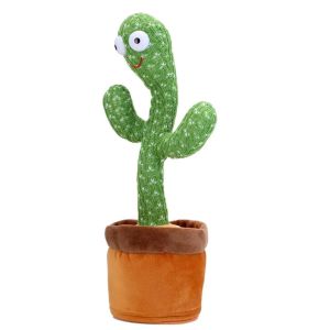 Magic Dancing Cactus Voice Replay ฟังก์ชั่นไฟ LED สีสันสดใสร้องเพลง Talk Dances Funny Interactive Plush ของขวัญวันเกิดผู้ใหญ่ใหม่