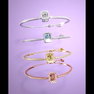 💖Swarovski💖Millennium octagonal cut pavé pink diamond bracelet S925 sterling silver womens fashion bracelet hypoallergenic non-allergenic Valentines Day gift birthday gift for girlfriend bestie