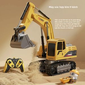 Đồ Chơi Máy Xúc RC Chạy Điện Có Đèn & Âm Thanh Xe Kỹ Thuật Điều Khiển Từ Xa Dành Cho Trẻ Em Bé Trai Quà Tặng Trẻ Em