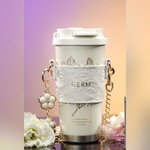 GERM Tumbler Cawan Termos Stainless Steel Camellia Thermos Hot/Cold Coffee Cup Water Bottle with Straw Flask 500ml 保温杯