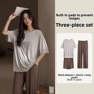 me home wear | Padded Summer Short Sleeve Loose Youth Couple Sleepwear Set