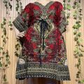 KAFTAN MINI DRESS BOHEMIAN DASHIKI BOHO TRIBAL PRINT SUMMER BEACH CASUAL COMFORTABLE V-NECK WEAR. 