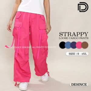 🇲🇾 DESINCE Women Strappy Loose Cargo Long Pants Seluar Cargo Perempuan WP 114