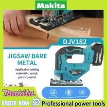Makita | 18V Brushless Barrel Handle Jigsaw Makita DJV182Z Equipped With 4 Blades Ideal For Garden And Household DIY Wood Cutting Jobs
