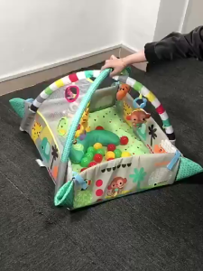 LUCKYBABE Multifunction Baby Play Mat with Ball Pit Tummy Time Cushion Rattle Toys and Bumper Cushion Developmental Activity Gym for Infants