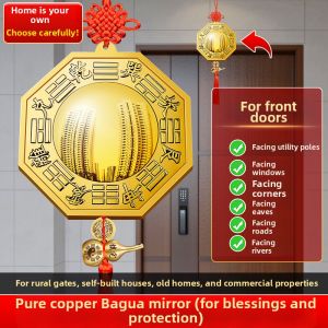 WANSHIXIANG | Feng Shui Octagonal Convex Mirror Brass