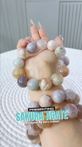 Da Crystal Big Bead Sakura Agate bracelet