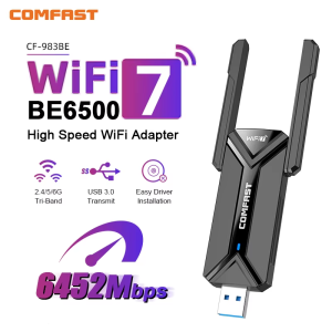 Comfast | COMFAST CF-983BE WiFi7 USB Adapter BE6500 5G & 6G Card Mạng Không Dây USB3.0 AX5400 Wifi6 Ăng Ten Tốc Độ Cao Cho Máy Tính Laptop