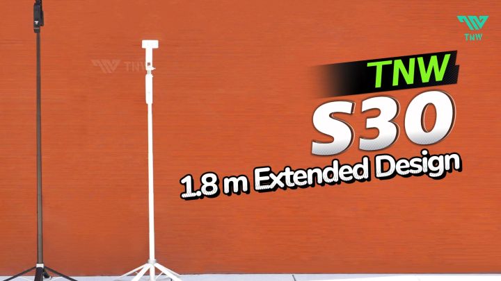 TNW S30 Four Corners Selfie Stick Tripod with Bluetooth Remote 360°Rotation with fill light Compatible IOS/Android/GoPro for Video Vlogging