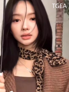 TGEA Original Autumn New Style Leopard Print Scarf Women Irregular Millennium Spicy Girl Silk Scarf Niche Retro Festive Decorations