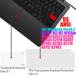 Ultra Thin TPU Keyboard Cover Skin for MacBook Pro14.2"A3427 A3426 A3434 A2918 A3401 A2992A3185 2-Pack with Trackpad Protector