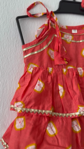 Peach orange girls kurta set-Readystock in Singapore-Girls ethnic wear