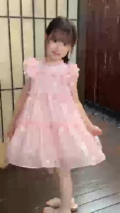 (KIDSFO-7) Dress Anak Perempuan Gaun Korea Pink Pastel