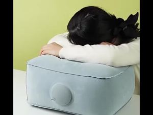 Ghế Đệm Chân Bơm Hơi Di Động Phủ Nhung Dùng Cho Máy Bay Tàu Cao Tốc Và Văn Phòng