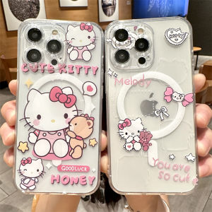 Magsafe Magnetic Cute Cartoon Hello Kitty Shockproof Phone Cases for iPhone 16ProMax 15ProMax 14ProMax 13ProMax 12ProMax Phone Cover for iPhone 16 15 Plus 14 12 11 13 Phone Case for iPhone 16Pro 15Pro 14Pro 13Pro 12Pro