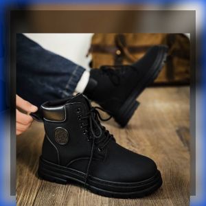 2023 Trend Suitable Mens Work /Hiking/Driving Boots High Quality black chunky Martin Boots rubber shoes for men