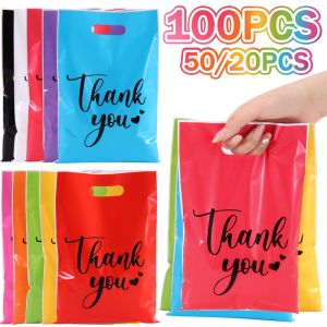 20/50/100Pcs Thank You Gift Bags Plastic Candy Cookie Packaging Bag for Wedding Birthday Party Favors Small Business Supplies