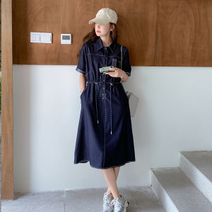 YINLUOYA | Elegant Ageless French Style Denim Dress Slimming Thin High Waist A-Line Skirt Summer Fashion Commute Korean Version Unique