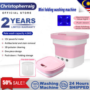 🔥🔥CHRIS【Malaysia Stock】Mini Folding Washing Machine Sanitary Children Household Dormitory Automatic Portable Cleaning Washer 4.5kg Washing Weight No Noise High Power Mesin Basuh Mura 迷你洗衣机