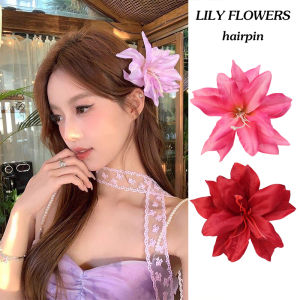 กิ๊ฟหนีบผมดอกไม้ฮาวายสำหรับผู้หญิงดอกกุหลาบประดิษฐ์กิ๊บติดผมชบาดอกลิลลี่ของขวัญวันหยุดชายหาด