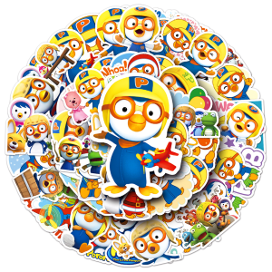 Bandai | Bộ 50 Pororo Dễ Thương Graffiti PVC Dán Chống Thấm Nước DIY Điện Thoại Di Động & Tủ Lạnh Đề Can Có Thể Tái Sử Dụng Sổ Lưu Niệm Trang Trí 5Cm