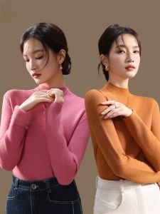 Miiow | Pink Fleece Lined Thickened Woolen Knitted Sweater Inner Gentle Style Cat Person Brand Commute Style Regular Length Sleeve Long