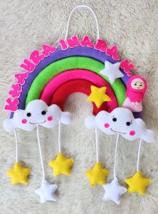 Gantungan dinding pelangi free custom nama hanging wall rainbow 100% handmade