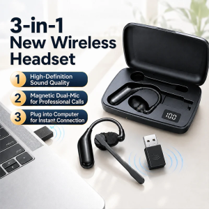 STTKGZD | Wireless Bluetooth Headphones With Microphone Earphone Air Conduction AI Intelligent Noise Cancelling Handsfree Talk Headset