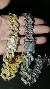 20mm Men Hip Hop Chain Necklace pave setting Rhinestone Male Hiphop iced out bling rhombus Cuban Chains Necklace fashion jewelry