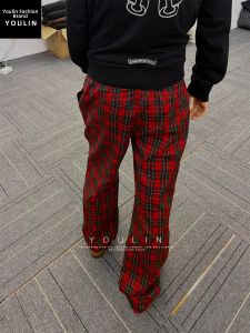 YOULIN | Red Check Summer Flare Pants