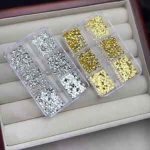 6Grids 3D Y2K Five-pointed Star Nail Charms 2/3/4/5mm Shiny Pentagram Alloy Nails Art Decorations DIY Crafts Manicure Accessorie
